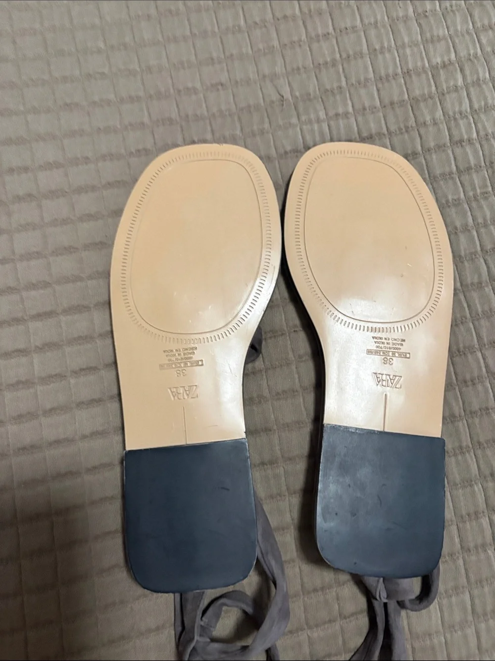Zara Gray Suede Wrap Sandals with Ankle Tie - Picture 3 of 4